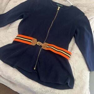 Laure Ralph Lauren Belted Sweater 3/4 Length Sleeve